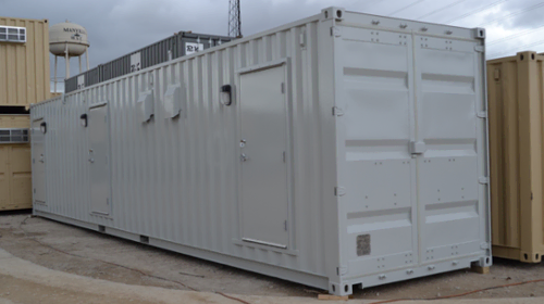 Combination male and female shipping container restroom. Combination male and female shipping container restroom.