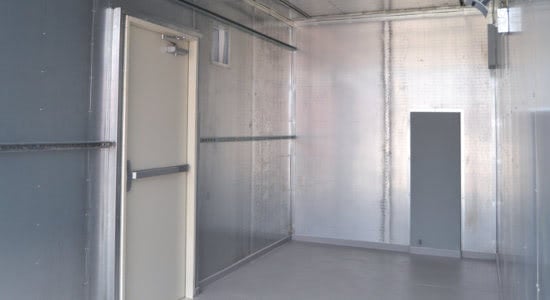 Interior of the power plant's modular shelter is covered with full seam welded plates. Interior of the power plant's modular shelter is covered with full seam welded plates.