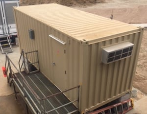Prefab ISO container shelter built with NEMA enclosure requirements in mind.