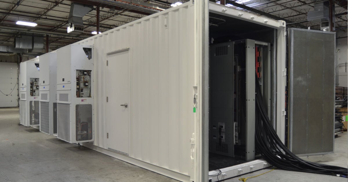 Exterior of prefab UPS equipment enclosure