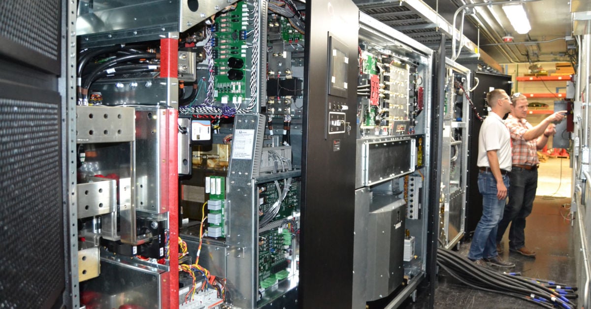 Interior of conex ups equipment enclosure