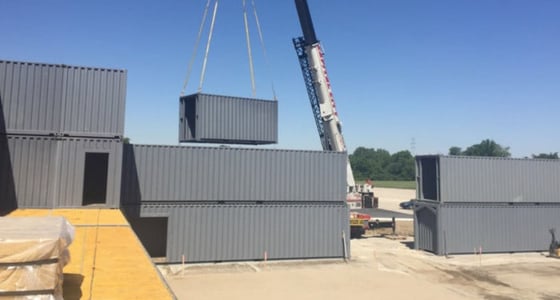 Modular construction enabled Falcon Structures to assemble the modified shipping containers quickly