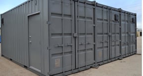 A product testing lab made of three shipping containers. A product testing lab made of three shipping containers.