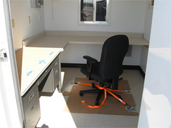 Interior of a container office that can be transported by plane. Interior of a container office that can be transported by plane.