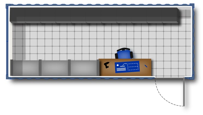 Concept for onsite storage container with a work bench.