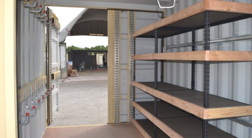 Organized storage within a conex container is ideal for workshops Organized storage within a conex container is ideal for workshops