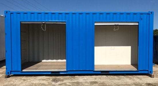 20-foot ISO container partitioned for construction storage. 20-foot ISO container partitioned for construction storage.