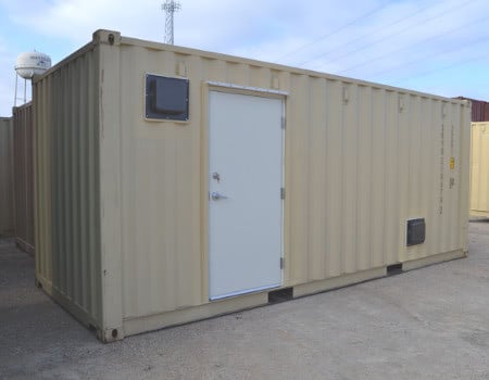 Exterior of a container converted into onsite records storage. Exterior of a container converted into onsite records storage.