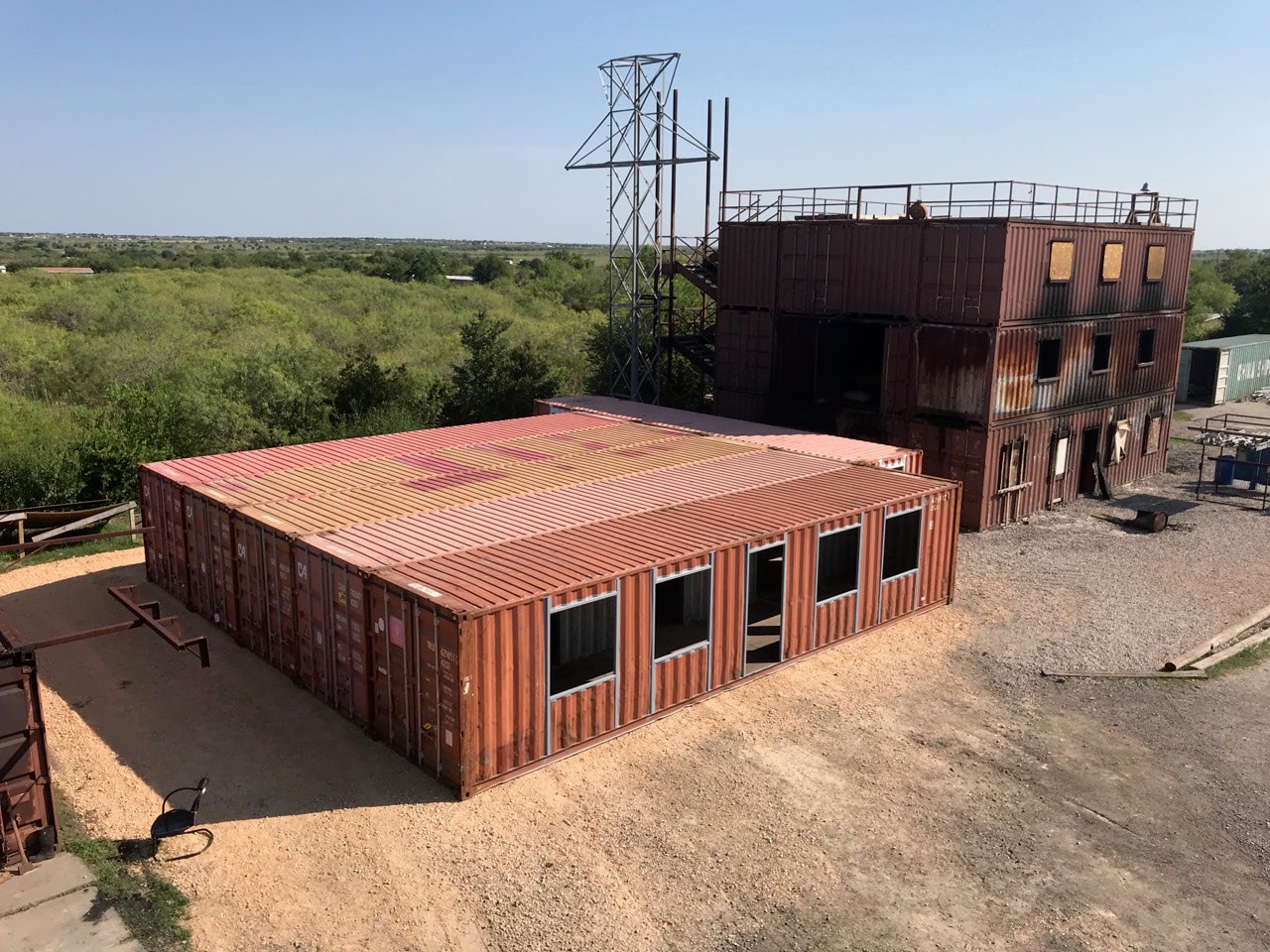 Shipping container training structure for fire fighters