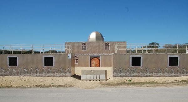Detailed temple made from conex shipping containers. Detailed temple made from conex shipping containers.