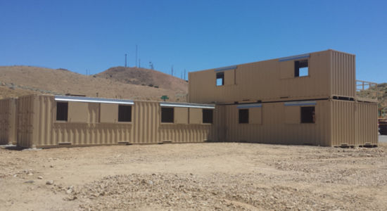 Shipping containers stacked into training structure for emergency responders. Shipping containers stacked into training structure for emergency responders.