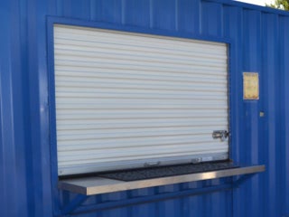 Roll up window in booth. Roll up window in booth.