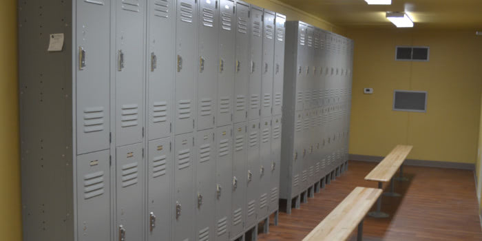 Mobile locker room storage building. Mobile locker room storage building.