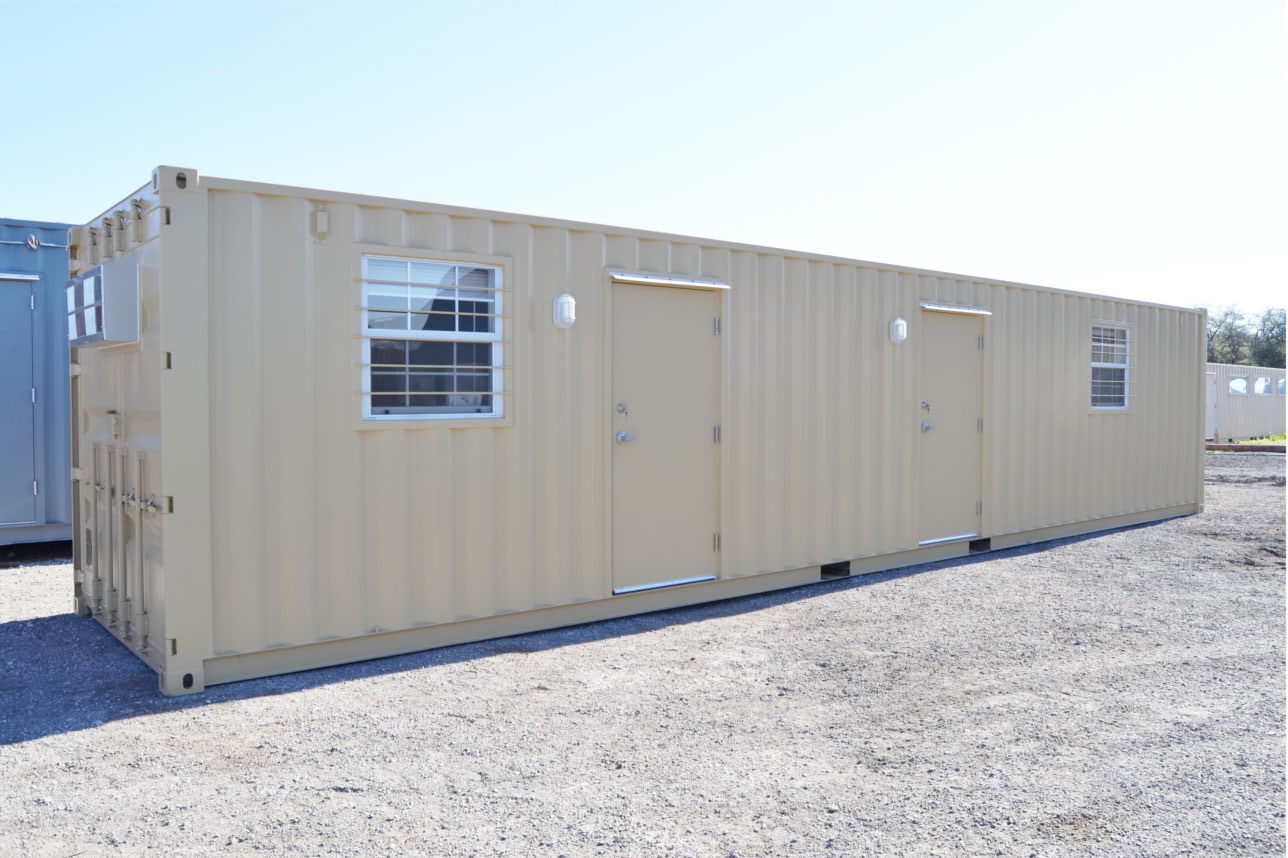 Portable office building built in a 40ft shipping container