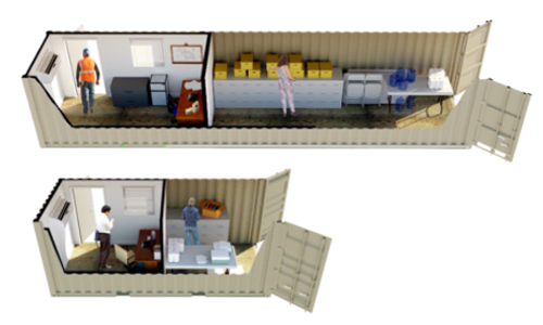 Shipping Container Offices Modular Structure Solutions Shipping Container Modified Into And Office E With An Attached Storage Area