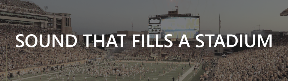 Banner for prefabricated shelters for audio equipment: sound that fills a stadium Banner for prefabricated shelters for audio equipment: sound that fills a stadium