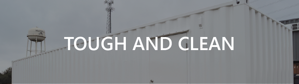 Banner for shipping container restrooms. Banner for shipping container restrooms.