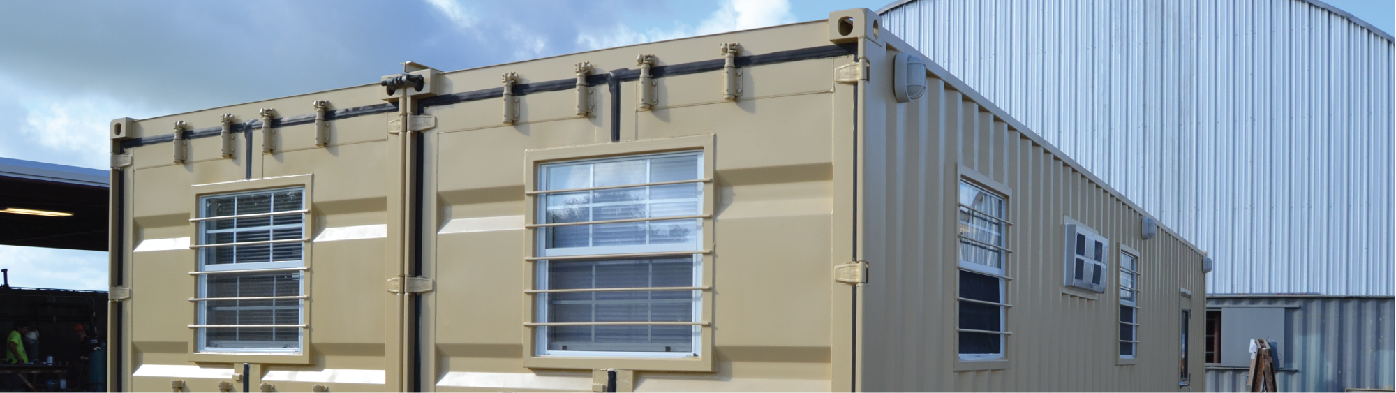 Banner for double-wide container office Banner for double-wide container office