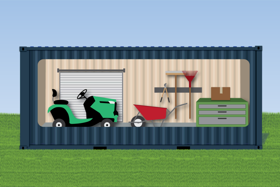 Concept for shipping container converted to landscaping storage or workshop