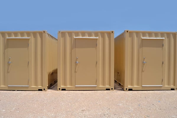 shipping container prefab equipment shelters in a row