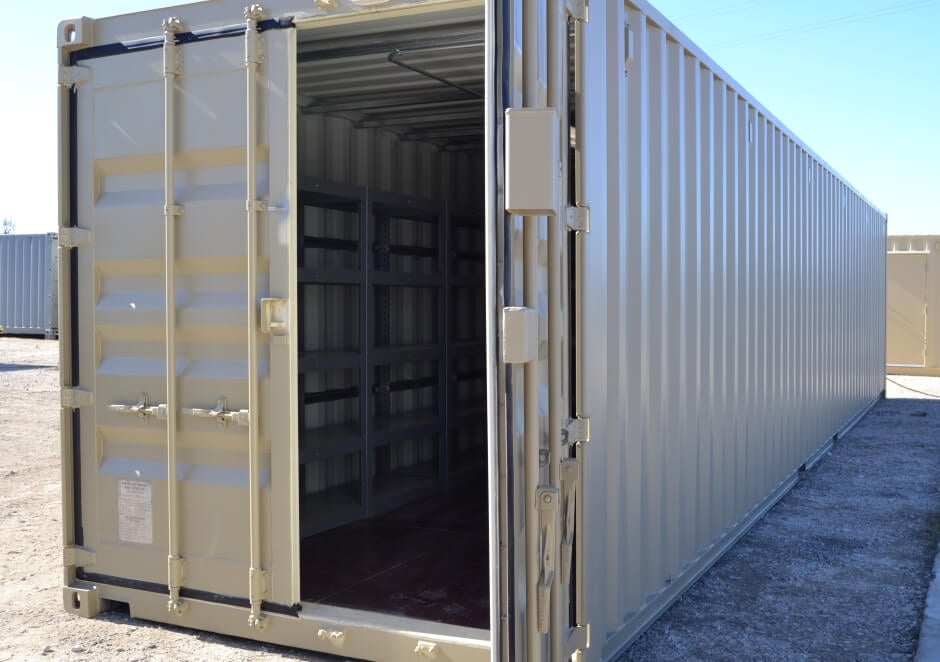shipping container cargo doors open