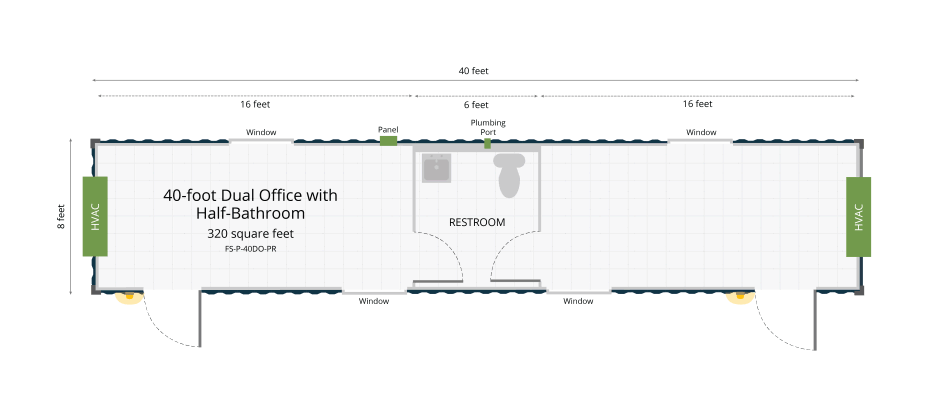 Dual Office with Bathroom Floorplan