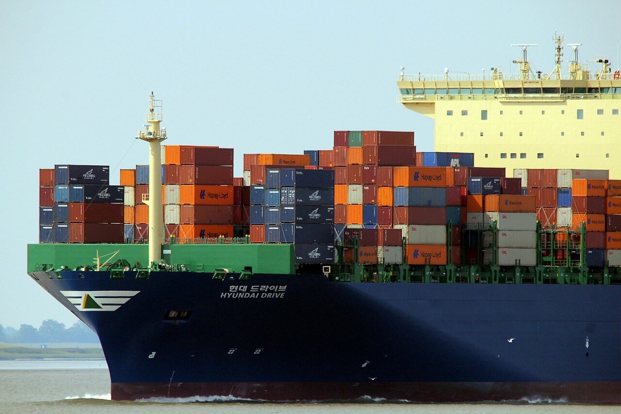 Containers on a boat