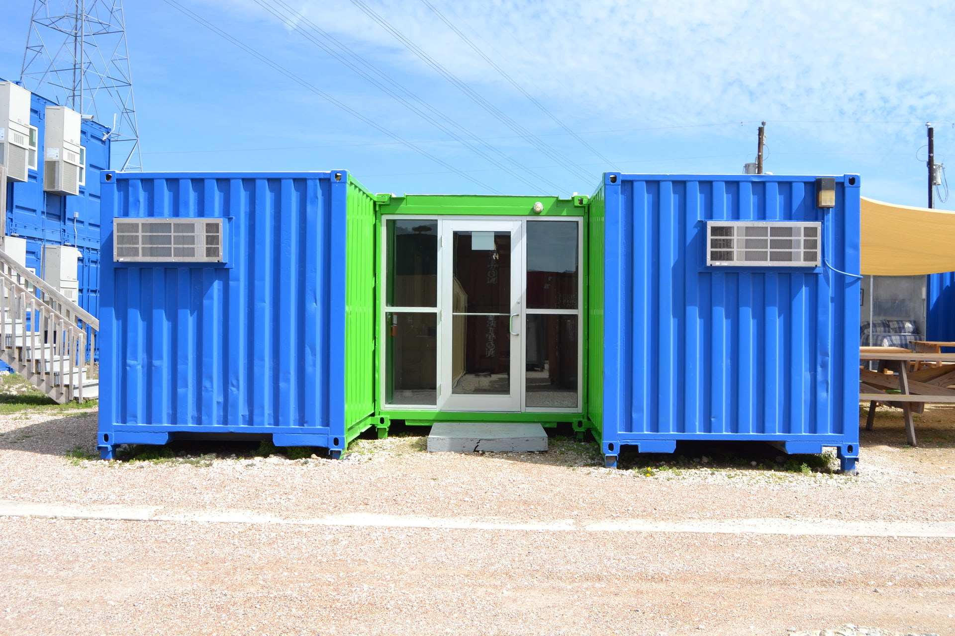 Ground Level Offices in Conex Containers Falcon Structures