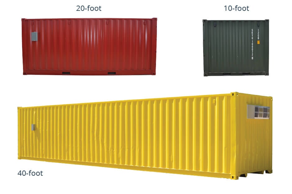 comparing sizes of shipping containers