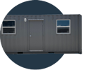 20-Foot Open Office shipping container side view in circular cutout