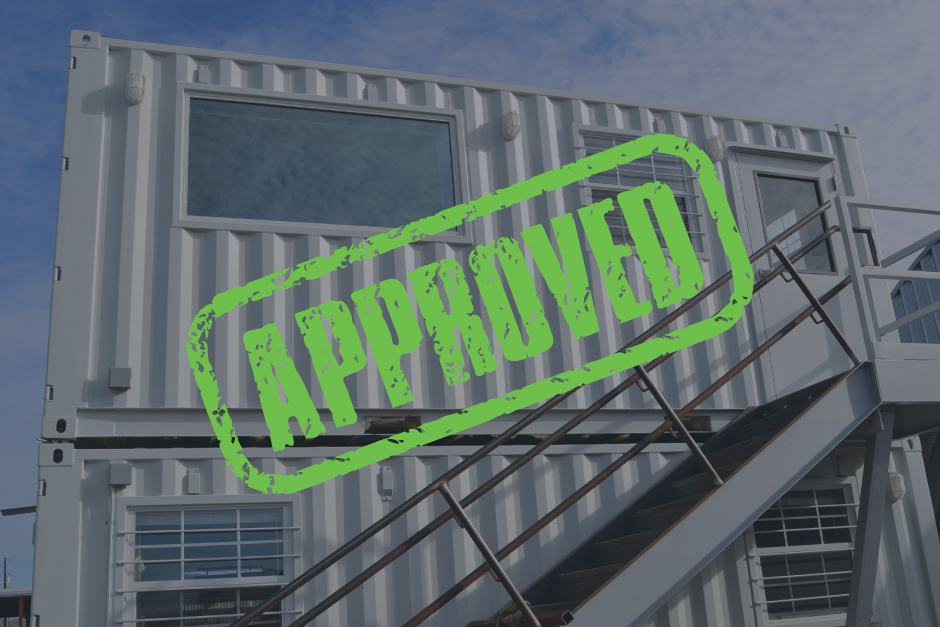 Approved shipping container building
