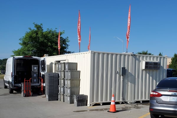 shipping container storage for a school