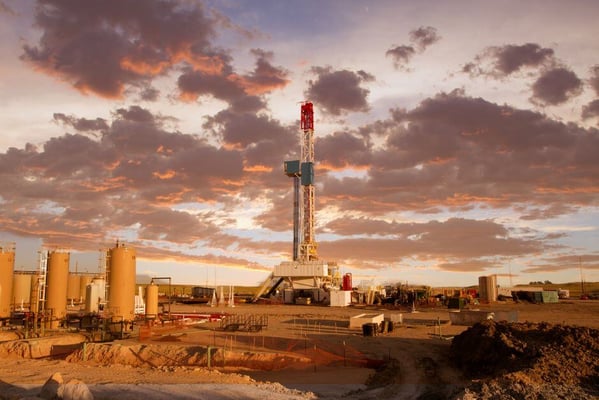 oil field man camp and derrick