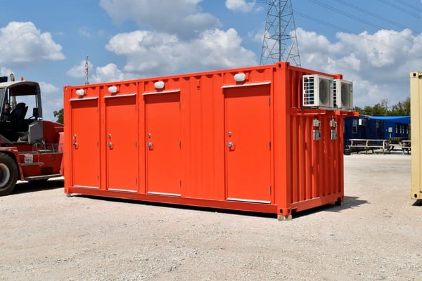 red bathroom container