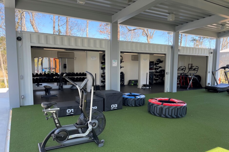 shipping container workout space at Holcomb Family YMCA