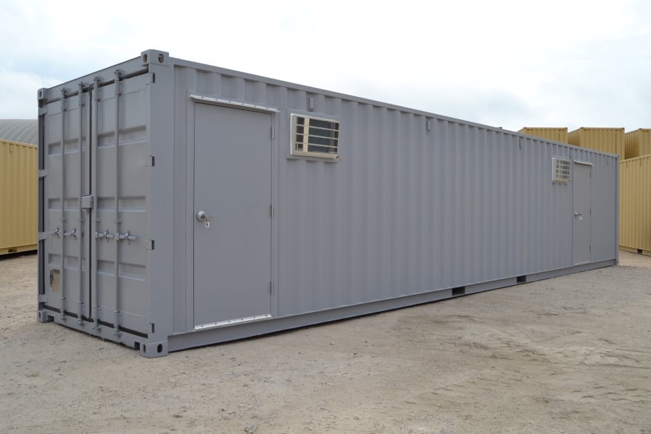 shipping container with two personnel side doors