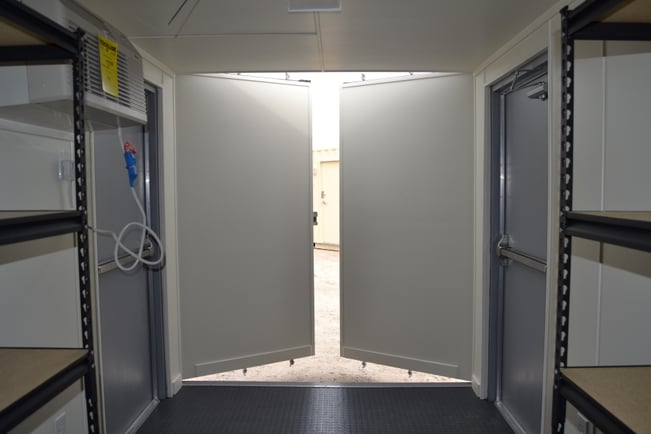interior of cargo door for a storage shipping container
