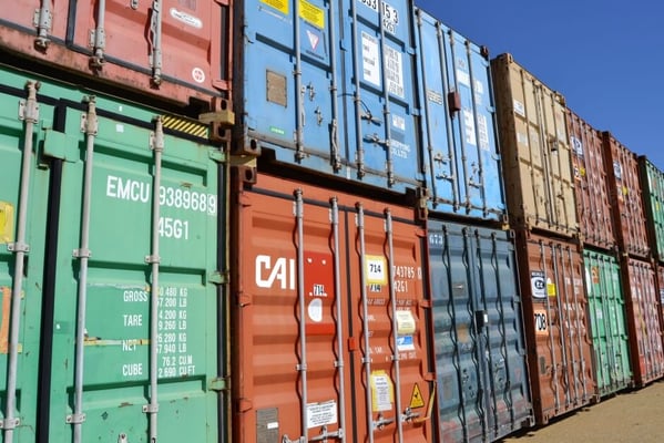 stacked colorful shipping containers