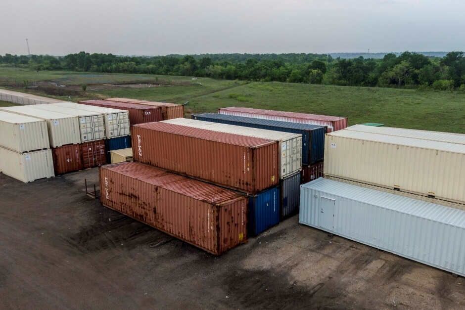 shipping containers in a stack