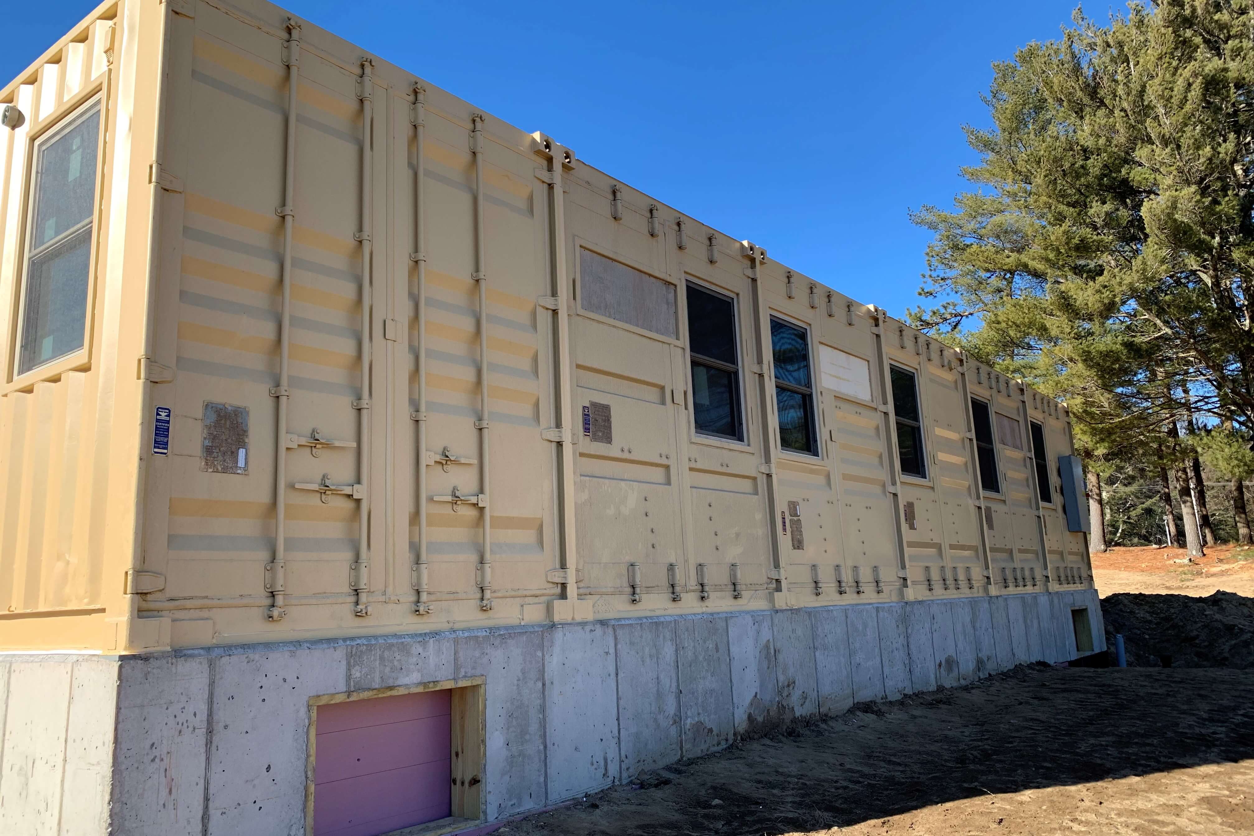 concrete foundation for a shipping container