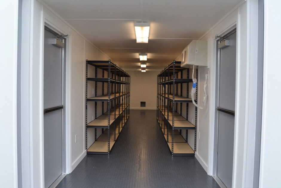 interior of inventory storage shipping container
