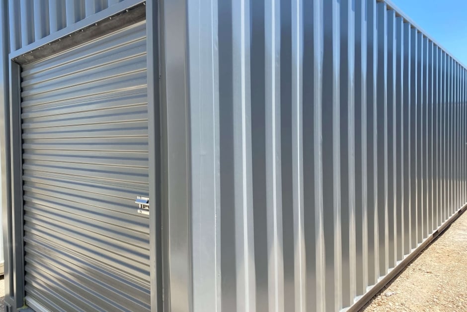 shipping container storage unit with roll up door