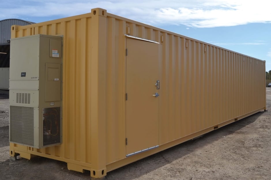 outdoor equipment enclosure shipping container with HVAC
