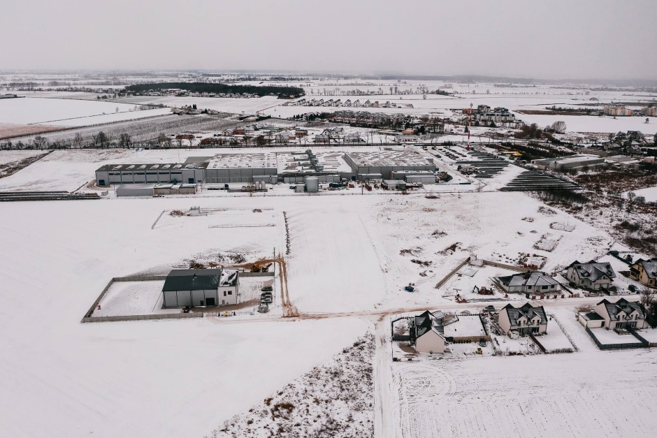 factory after snowfall