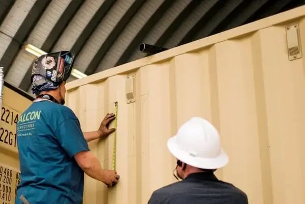 shipping container being measured near a passive vent