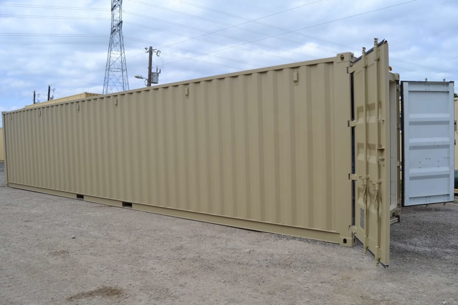 shipping container oil storage with cargo open doors