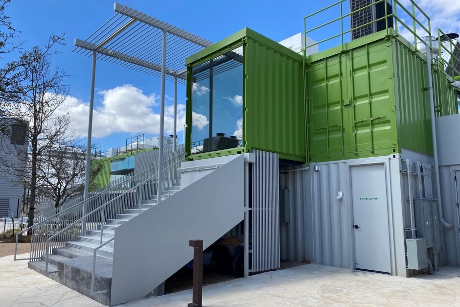 green shipping container venue