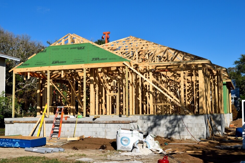 traditional construction building a house