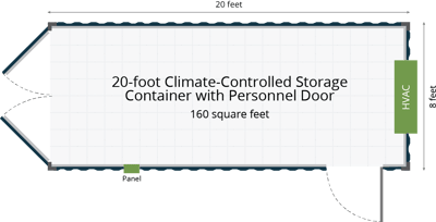 Climate Controlled Storage Container with Personnel Door