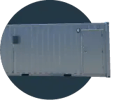 20-Foot Climate-Controlled Storage Container with Personnel Door shipping container side view in circular cutout